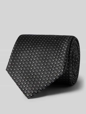 Krawat z jedwabiu we wzór na całej powierzchni (7, 5 cm) Olymp Antracytowy