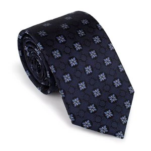 Krawat z jedwabiu we wzory granatowo-niebieski Wittchen