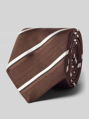 krawat z mieszanki jedwabiu w paski Boss