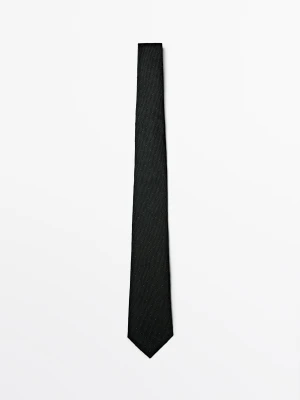 Krawat Ze 100% Jedwabiu - Butelkowy - Massimo Dutti - Male