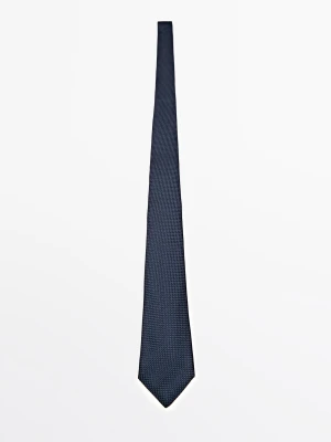 Krawat Ze 100% Jedwabiu Morwowego - Granatowy - Massimo Dutti - Male