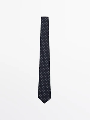 Krawat Ze 100% Jedwabiu Morwowego - Granatowy - - Massimo Dutti - Mężczyzna