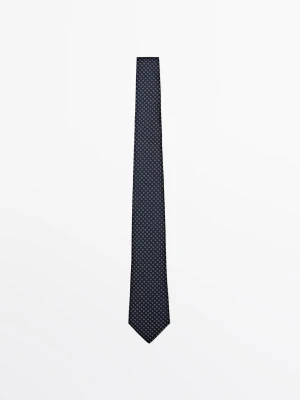 Krawat Ze 100% Jedwabiu Morwowego - Granatowy - - Massimo Dutti - Mężczyzna