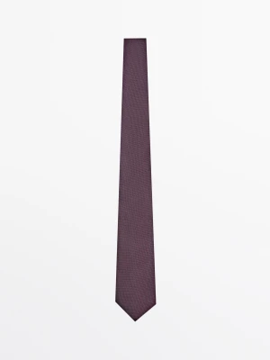 Krawat Ze 100% Jedwabiu O Fakturze - Bordowy - Massimo Dutti - Male