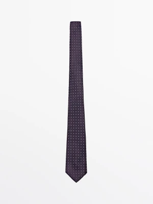 Krawat Ze 100% Jedwabiu We Wzór Geometryczny - Bordowy - Massimo Dutti - Male