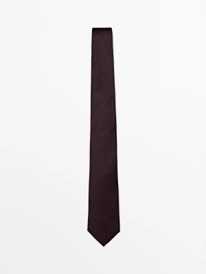 Krawat Z Fakturą Ze 100% Jedwabiu - Bordowy - - Massimo Dutti - Mężczyzna