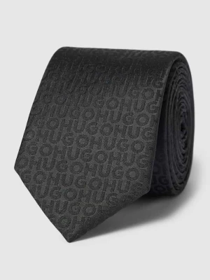 Krawat ze wzorem z logo na całej powierzchni HUGO