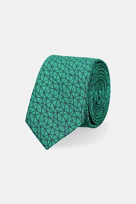 Krawat Zielony Wzór Geometryczny Lancerto