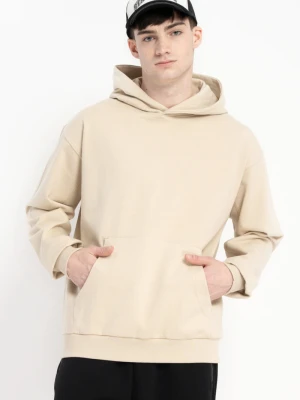 Kremowa bluza REGULAR z kapturem z nadrukiem z tyłu Reporter