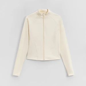 Kremowa bluza rozpinana slim fit z reglanowym rękawem House kremowy