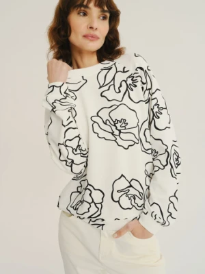 Kremowa bluza z artystycznym kwiatowym motywem Greenpoint