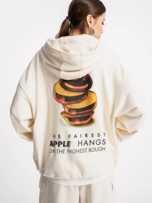 Kremowa bluza z autorską grafiką z tyłu Reporter