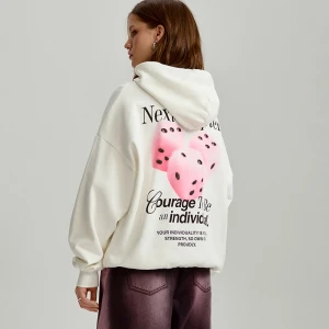 Kremowa bluza z kapturem i motywem kości do gry House