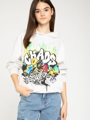 Kremowa bluza z nadrukiem graffiti Reporter