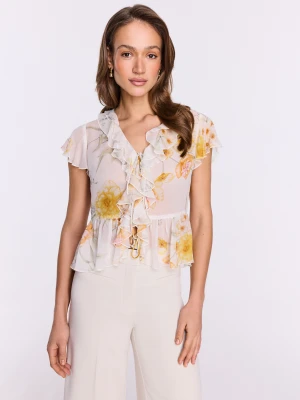Kremowa bluzka w kwiaty TARANKO