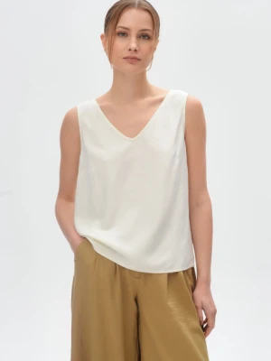Kremowa bluzka z dekoltem w serek Greenpoint