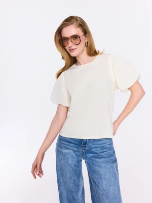 Kremowa bluzka z dekoracyjnymi rękawami TARANKO