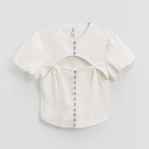 Kremowa bluzka zapinana na haftki z dekoltem w stylu qipao House kremowy