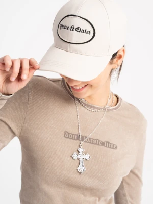 Kremowa czapka z daszkiem z naszywką z przodu Reporter