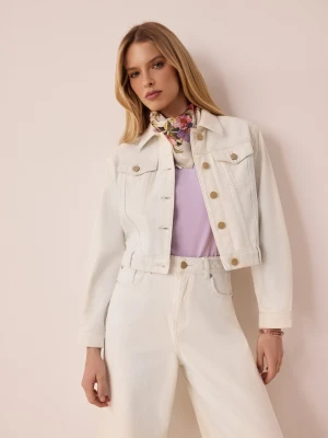 Kremowa jeansowa katana z guzikami w złotym kolorze TARANKO