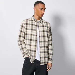 Kremowa koszula flanelowa w kratę House