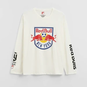 Kremowa koszulka z długim rękawem i nadrukami New York Red Bulls House kremowy