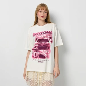Kremowa koszulka z nadrukiem Daytona 500 House