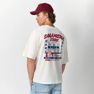 Kremowa koszulka z nadrukiem Sakamoto House