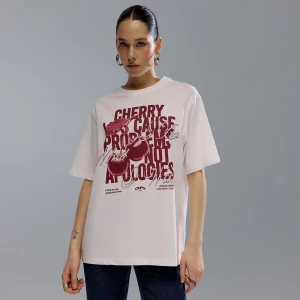 Kremowa koszulka z nadrukiem wisienek House