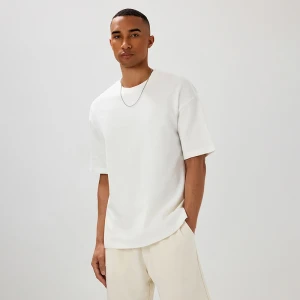 Kremowa koszulka z okrągłym dekoltem z dzianiny strukturalnej House