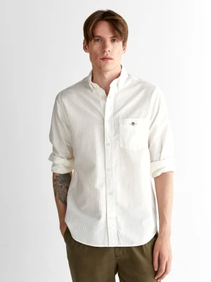 Kremowa męska koszula regular fit z kołnierzykiem na guziki GANT