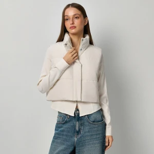 Kremowa pikowana krótka kamizelka na stójce House