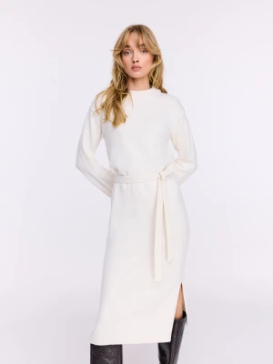 Kremowa sukienka z wełny i kaszmiru TARANKO