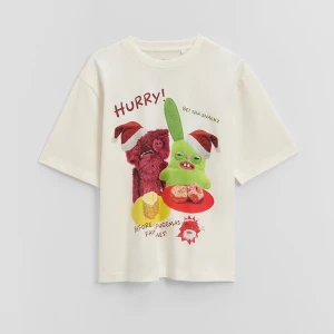 Kremowa świąteczna koszulka z nadrukiem Fugglers House