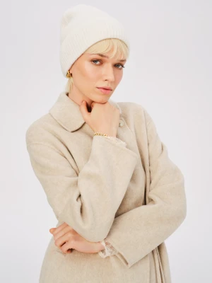 Kremowa wełniana czapka z domieszką kaszmiru TARANKO