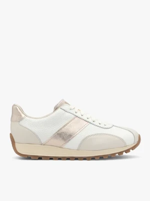 Kremowe buty sportowe ze złotym paskiem Ryłko