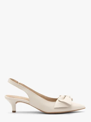 Kremowe czółenka damskie slingback na kaczuszce SARAH Ryłko