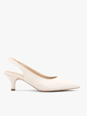 Kremowe czółenka slingback ślubne Ryłko Beżowy