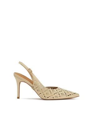 Kremowe czółenka slingback z ażurowym wzorem Kazar