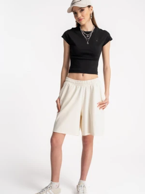 Kremowe krótkie spodenki dresowe bez nadruków Reporter