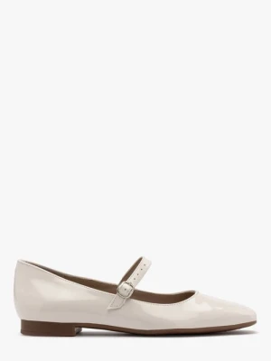 Kremowe lakierowane baleriny z ozdobnym zapięciem Ryłko