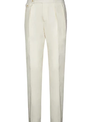 Kremowe lniane spodnie z fałdami Ralph Lauren