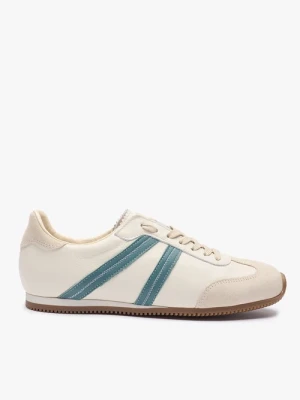 Kremowe półbuty sportowe z turkusowym paskiem Ryłko