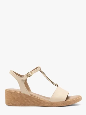 Kremowe sandały damskie z łańcuszkiem Ryłko