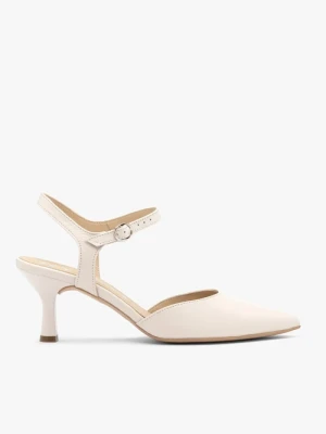 Kremowe ślubne czółenka slingback Ryłko