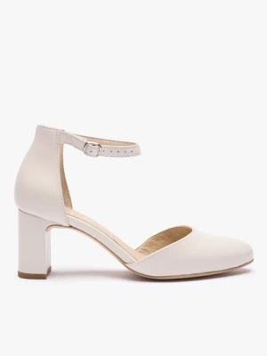 Kremowe ślubne czółenka ze skóry licowej Ryłko