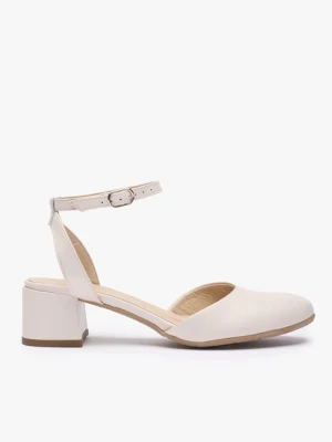 Kremowe ślubne czółenka ze skóry licowej Ryłko