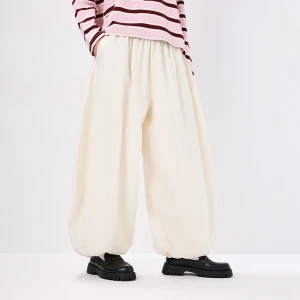 Kremowe spodnie balloon fit low waist House