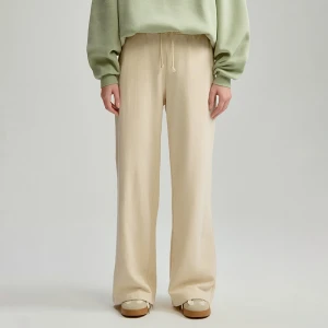 Kremowe spodnie dresowe mid waist wide leg House