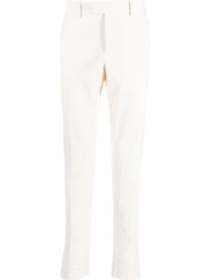 Kremowe Spodnie Slim-Fit z Bawełny Luigi Bianchi Mantova